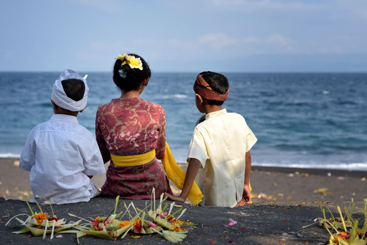 Kids and offerings in Bali Islands of Gods