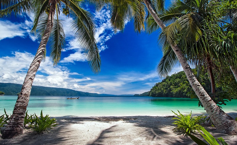 Idyllic beach of West Papua sailing on Gaia Love