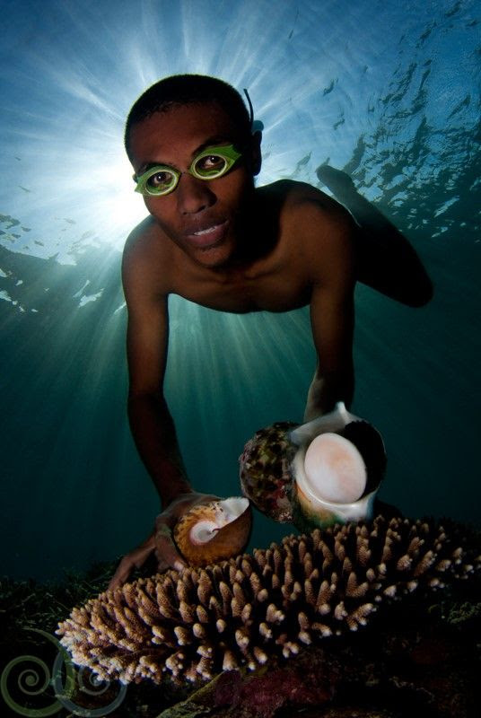 Local kid in free diving at Misool Eco Resort