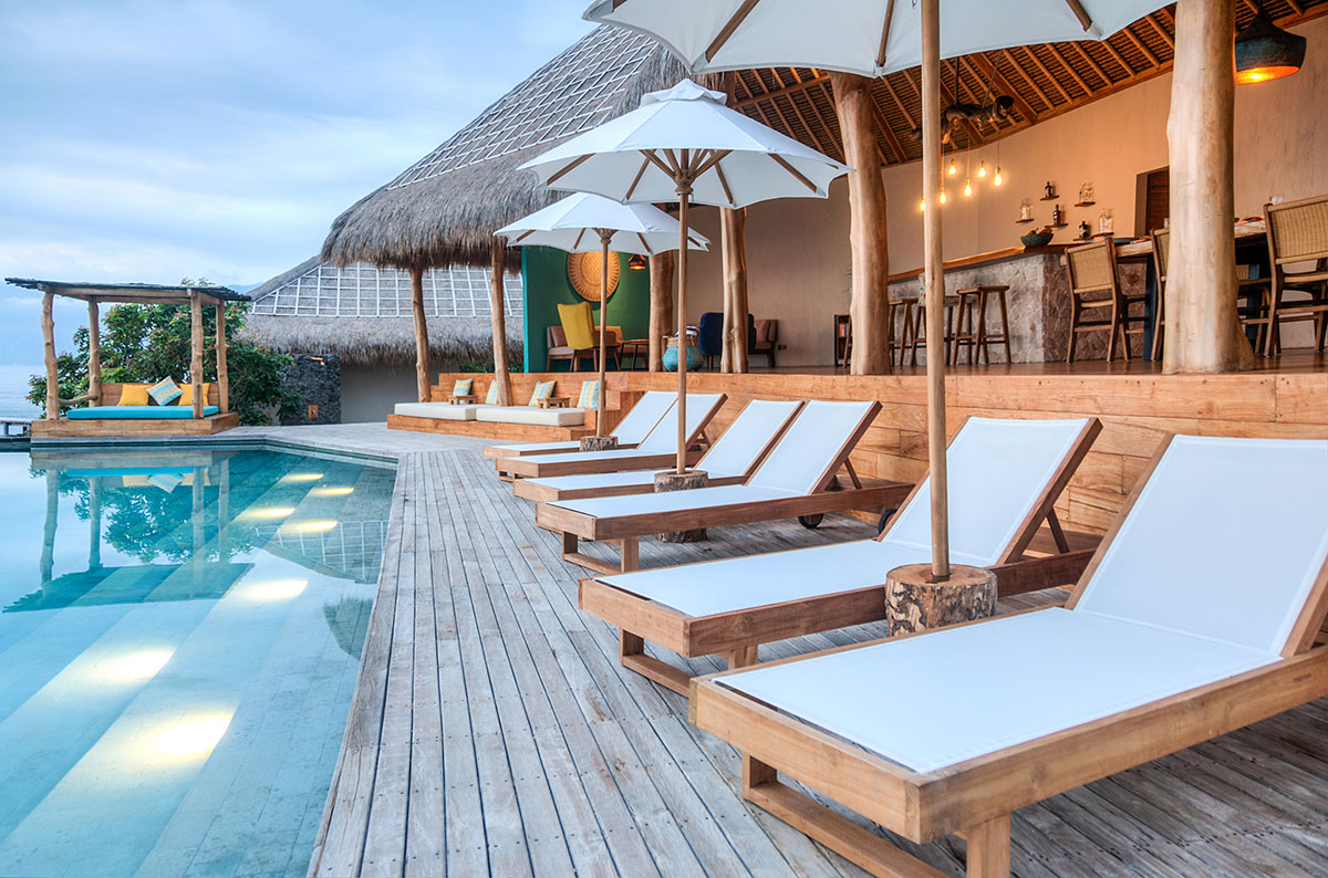 Pool deck at Savu South Alor Resort