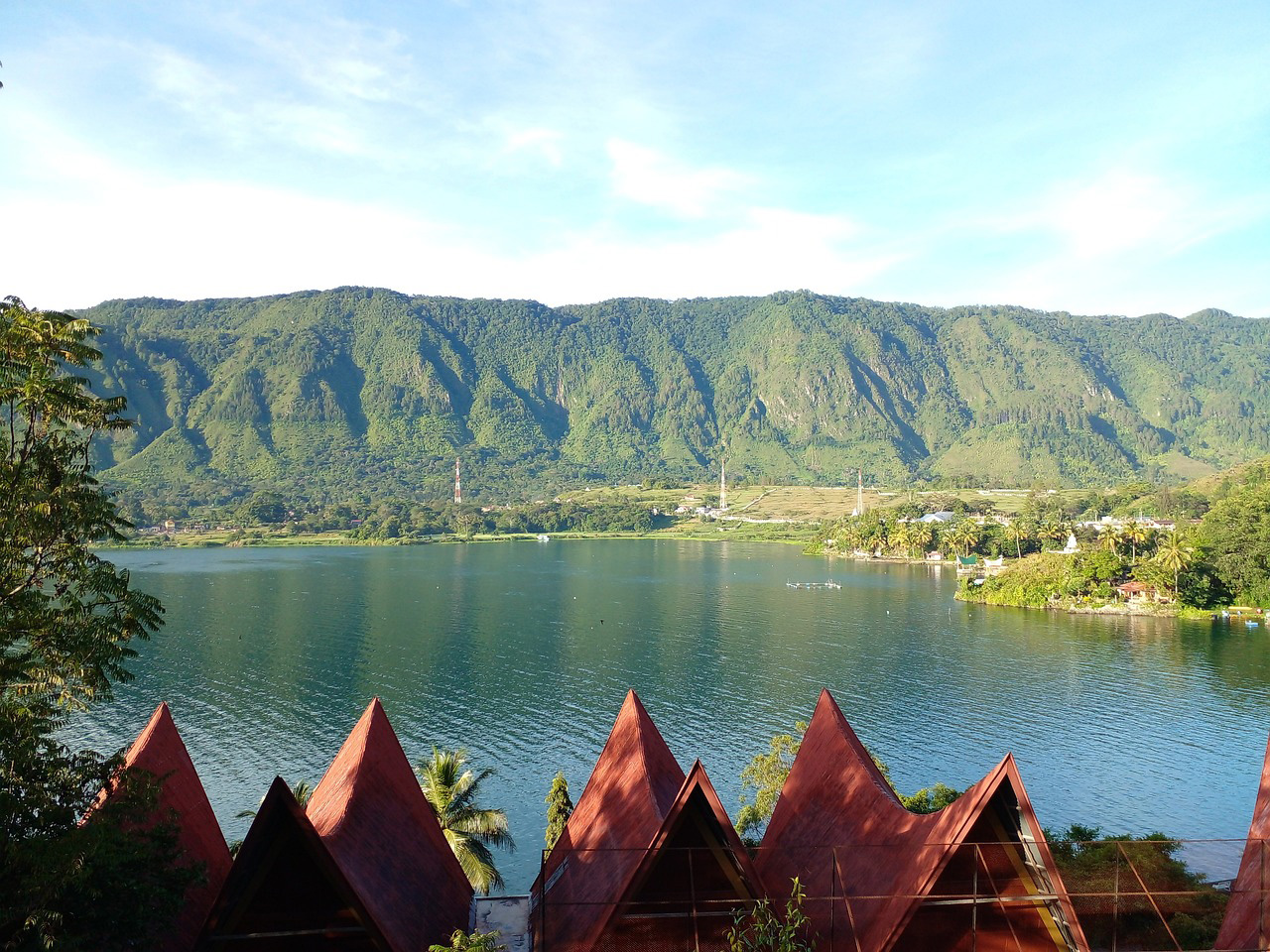 Lake Toba with Minangkabau style houses