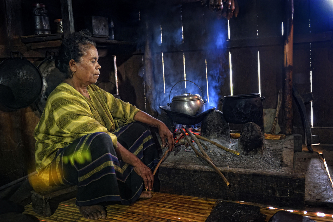Fireplace in a traditional Manggarai hut