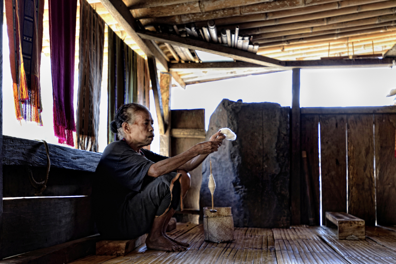 Women of Flores Island dyeing for the ikat