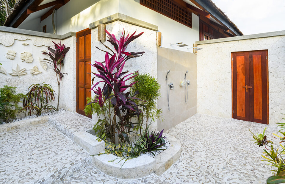 Turtle Beach Bungalow bathroom at Wakatobi Dive Resort